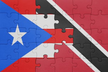 Trinidad, Tobago ve Porto Riko bayrağının renkli ulusal bayrağıyla bulmaca. konsept