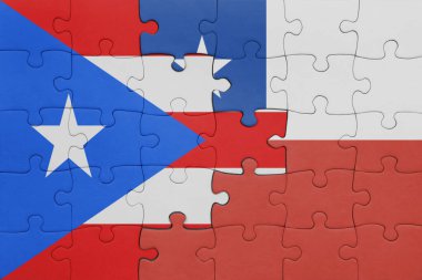 Şili 'nin renkli ulusal bayrağı ve Porto Riko' nun bayrağı. konsept