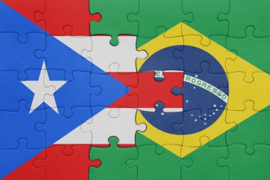 Brezilya 'nın renkli ulusal bayrağı ve Porto Riko' nun bayrağı. konsept