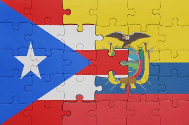 Ekvador 'un renkli ulusal bayrağı ve Porto Riko' nun bayrağı. konsept