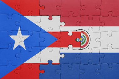 Paraguay 'ın renkli ulusal bayrağı ve Porto Riko' nun bayrağı. konsept