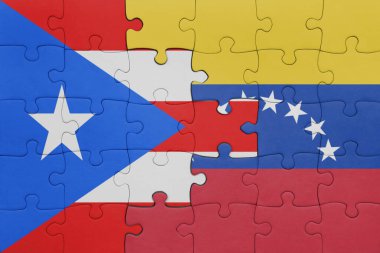 Venezuela 'nın renkli ulusal bayrağı ve Porto Riko' nun bayrağı. konsept