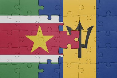 Barbados ve Bolivya bayrağının renkli ulusal bayrağıyla bulmaca. konsept