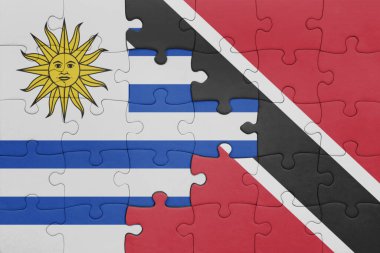Trinidad, Tobago ve Uruguay bayrağının renkli ulusal bayrağıyla bulmaca. konsept