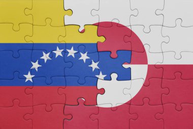 Venezuela 'nın renkli ulusal bayrağı ve yeşillik bayrağıyla ilgili bulmacalar. konsept