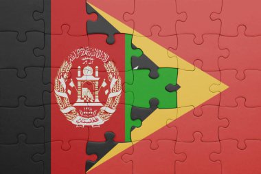 Doğu Timor 'un renkli ulusal bayrağı ve Afganistan bayrağıyla ilgili bulmacalar. konsept