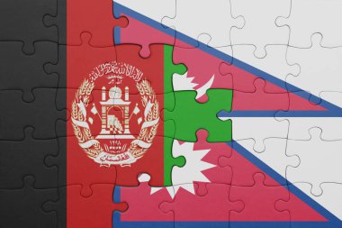 Nepal 'in renkli ulusal bayrağı ve Afganistan bayrağıyla ilgili bulmacalar. konsept