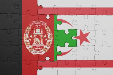 Kuzey Kıbrıs 'ın renkli ulusal bayrağı ve Afganistan bayrağıyla ilgili bulmacalar. konsept