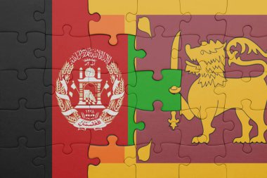 Sri Lanka 'nın renkli ulusal bayrağı ve Afganistan bayrağının bulmacası. konsept