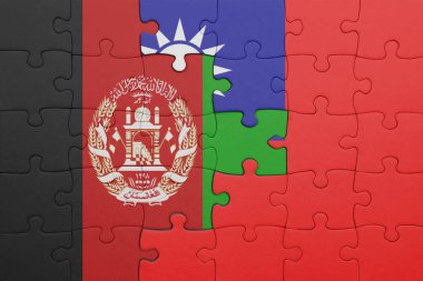Tayvan 'ın renkli ulusal bayrağı ve Afganistan bayrağıyla ilgili bulmacalar. konsept