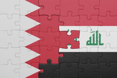 Bahreyn ve Irak bayrağının renkli ulusal bayrağıyla bulmaca. konsept