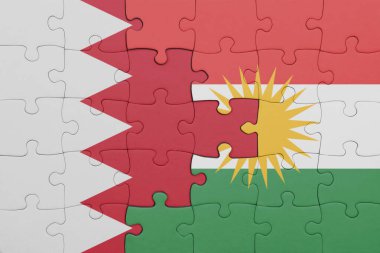 Kürdistan 'ın renkli ulusal bayrağı ve bahreyn bayrağıyla ilgili bulmacalar. konsept