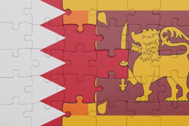 Sri Lanka 'nın renkli ulusal bayrağı ve Bahreyn' in bayrağı. konsept