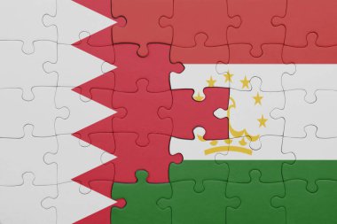 Tacikistan 'ın renkli ulusal bayrağı ve bahreyn bayrağı. konsept