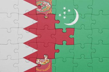 Türkmenistan 'ın renkli ulusal bayrağı ve bahreyn bayrağı. konsept