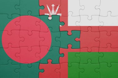 Bangladeş 'in renkli ulusal bayrağı ve Umman bayrağı. konsept
