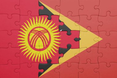 Kırgızistan 'ın renkli ulusal bayrağı ve Doğu Timor' un bayrağı. konsept