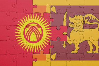 Kırgızistan 'ın renkli ulusal bayrağı ve Sri Lanka bayrağı. konsept