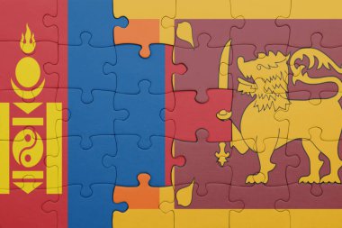 Moğolistan 'ın renkli ulusal bayrağı ve Sri Lanka' nın bayrağı. konsept