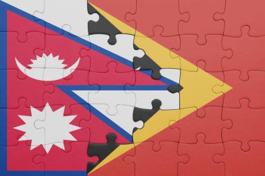 Nepal 'in renkli ulusal bayrağı ve Doğu Timor' un bayrağı. konsept