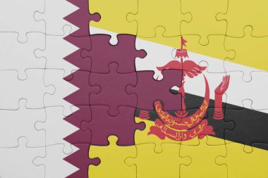 Katar 'ın renkli ulusal bayrağı ve brunei bayrağı bulmacası. konsept