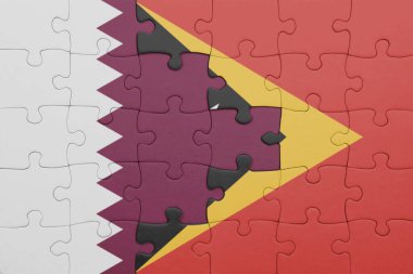 Katar 'ın renkli ulusal bayrağı ve Doğu Timor' un bayrağı. konsept