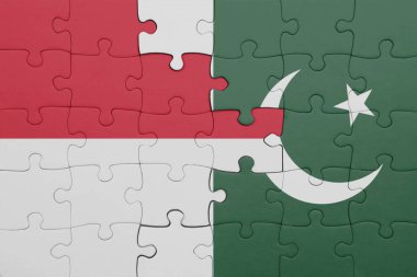 Pakistan 'ın renkli ulusal bayrağı ve Endonezya bayrağı. konsept
