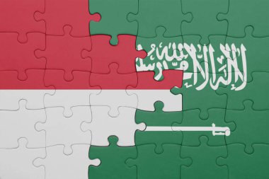 Suudi Arabistan 'ın renkli ulusal bayrağı ve Endonezya bayrağı. konsept