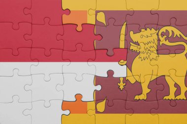 Sri Lanka 'nın renkli ulusal bayrağı ve Endonezya bayrağı. konsept