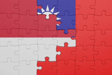 Tayvan 'ın renkli ulusal bayrağı ve Endonezya bayrağı. konsept