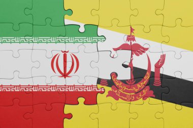 Renkli ulusal esmer bayrağı ve İran bayrağı bulmacası. konsept