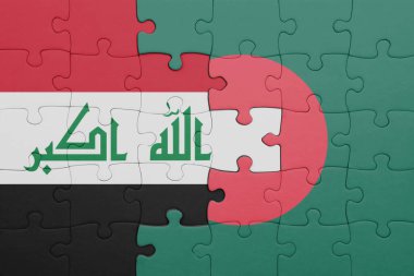Bangladeş 'in renkli ulusal bayrağı ve Irak bayrağı. konsept