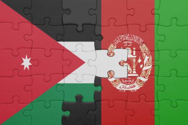 Afganistan 'ın renkli ulusal bayrağı ve Ürdün bayrağının bulmacası. konsept