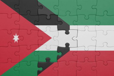 Kuveyt 'in renkli ulusal bayrağı ve Ürdün bayrağı. konsept