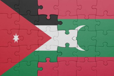 Ürdün bayrağı ve maldivlerin renkli ulusal bayrağıyla bulmaca. konsept