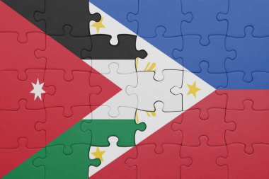 Filipinler 'in renkli ulusal bayrağı ve Ürdün bayrağı. konsept