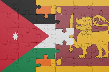 Sri Lanka 'nın renkli ulusal bayrağı ve Ürdün bayrağı. konsept