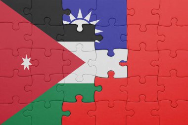 Tayvan 'ın renkli ulusal bayrağı ve Ürdün bayrağı ile ilgili bulmacalar. konsept