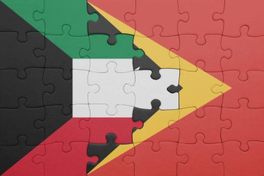 Doğu Timor 'un renkli ulusal bayrağı ve Kuveyt bayrağı. konsept