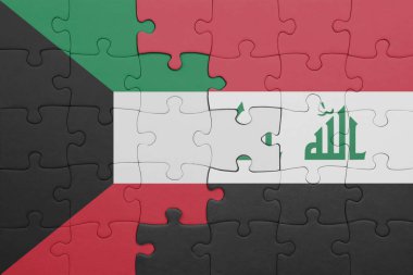 Irak 'ın renkli ulusal bayrağı ve Kuveyt bayrağı. konsept