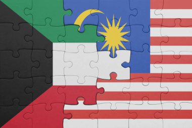 Malezya 'nın renkli ulusal bayrağı ve Kuveyt bayrağı. konsept