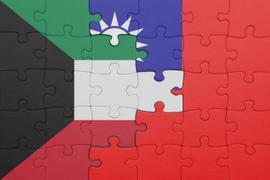 Tayvan 'ın renkli ulusal bayrağı ve Kuveyt bayrağı. konsept