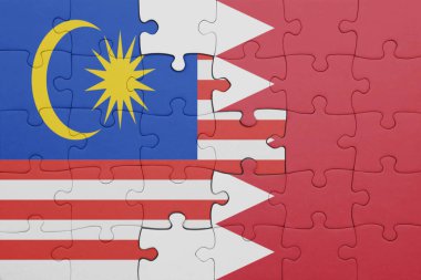 Bahreyn ve Malezya bayrağının renkli ulusal bayrağıyla bulmaca. konsept
