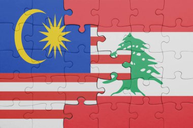 Lübnan ve Malezya bayrağının renkli ulusal bayrağıyla bulmaca. konsept