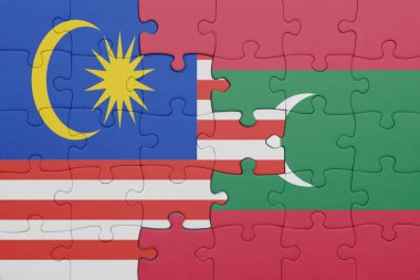 Malezya 'nın renkli ulusal bayrağı ve bayrağı ile bulmaca. konsept