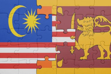 Sri Lanka 'nın renkli ulusal bayrağı ve Malezya bayrağı. konsept