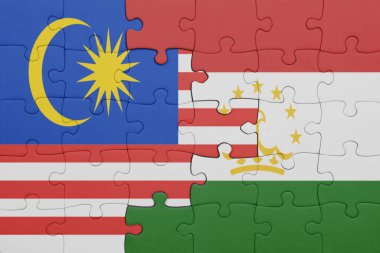 Tacikistan 'ın renkli ulusal bayrağı ve Malezya bayrağı. konsept
