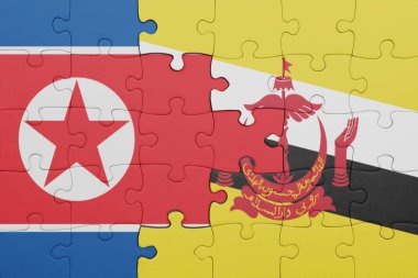 Renkli ulusal esmer bayrağı ve Kuzey Kore bayrağı bulmacası. konsept