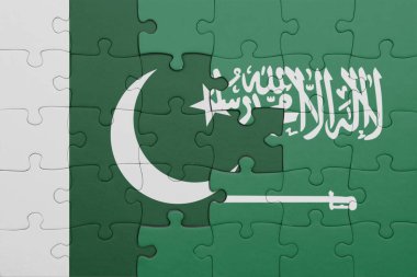 Suudi Arabistan 'ın renkli ulusal bayrağı ve Pakistan bayrağı. konsept