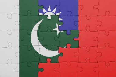 Tayvan 'ın renkli ulusal bayrağı ve Pakistan bayrağı ile bulmaca. konsept